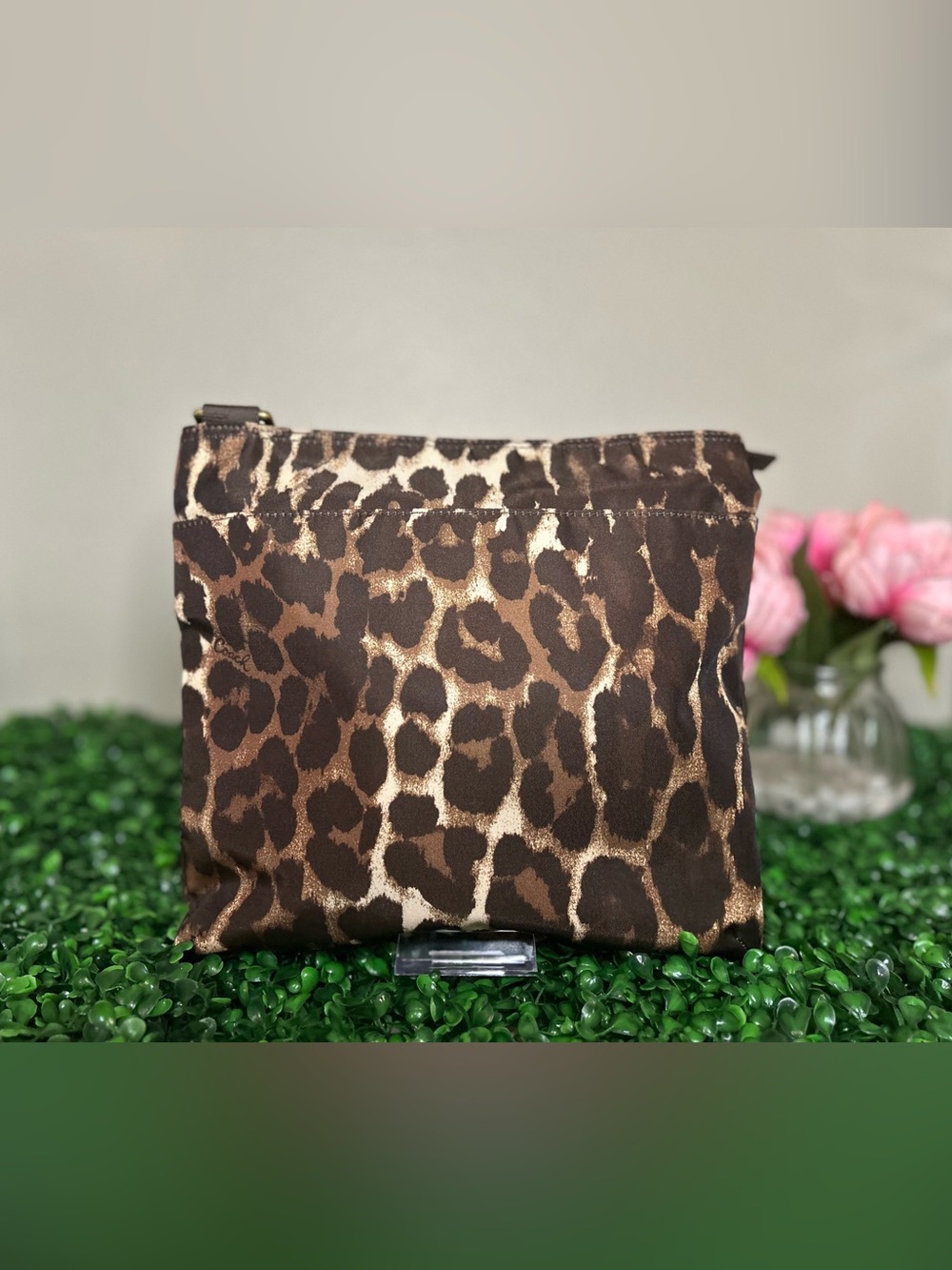 Coach F77429 Leopard Print Nylon Swingpack Crossbody Bag Brown Tan Animal Print - Picture 4 of 12
